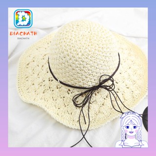 Diachath หมวกฟาง แบบพับได้ กันแดด ชายหาด กลางแจ้ง Raffia