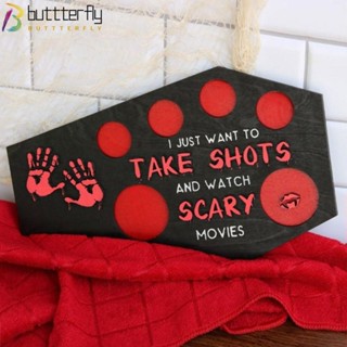 Buttterfly ถาดไม้ใส่ขนมขบเคี้ยว รูปโลงศพ น่ากลัว สําหรับตกแต่งบ้าน วันฮาโลวีน