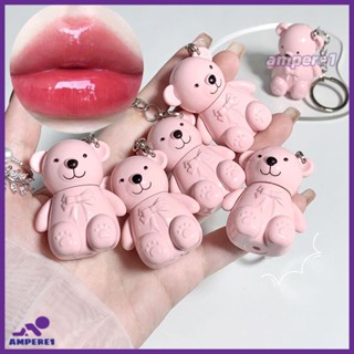 Magic Casa Bear Keychain Lip Glaze Lip Mud Glass Mist Face Nude Color Do Not Fade Makeup Lipstick -AME1 -AME1