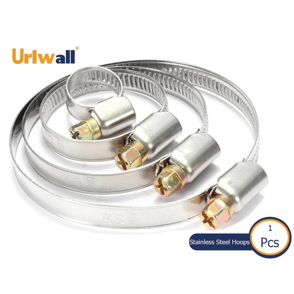 Urlwall ปรับท่อ Clamps ท่อสแตนเลสฮาร์ดแวร์อุปกรณ์เสริมพิเศษคลิปท่อน้ํามันเชื้อเพลิงท่อ Clamps หนอนไดรฟ์ทนทาน Anti-oxidation เครื่องมือ