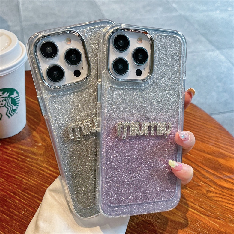 เคสโทรศัพท์มือถือแบบนิ่ม ใส แต่งกลิตเตอร์ ไล่โทนสี หรูหรา สําหรับ for iPhone 16 15 Pro Max 14 13 11 12 Pro Max