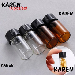 Karen ขวดใส่น้ํามันหอมระเหย สีน้ําตาล 10 ชิ้น และฝาปิดรีฟิล