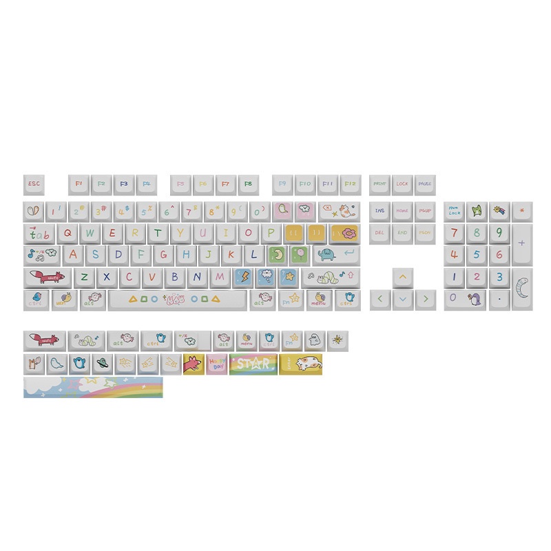 Animal Party Themes 127 keys keycaps like XDA Height profile  Mechanical Keyboard  Cute Cartoon Animal Party DIY Keycap ธีมงานปาร์ตี้สัตว์ 127 คีย์แคปเช่น XDA High Contour Mechanic