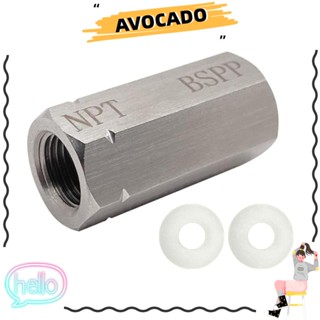 Avocarr อะแดปเตอร์เชื่อมต่อ สเตนเลส 1/8 BSPP ตัวเมีย หัวคู่ สีเงิน 1/8 NPT ตัวเมีย