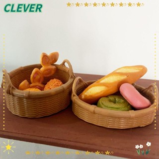 Clever ตะกร้าสานเรซิ่น ขนาดเล็ก พร้อมที่จับ สําหรับตกแต่งบ้านตุ๊กตา