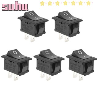 Suhuhd สวิตช์โยกเปิด ปิด เปิด และเรือ ไนล่อน ขนาดเล็ก 2 Pin 12V 110V 250V สีดํา DIY 5 ชิ้น