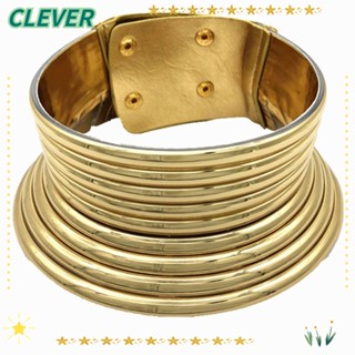 Clever สร้อยคอโชคเกอร์ แบบหนัง สีทอง สไตล์วินเทจ สําหรับผู้หญิง