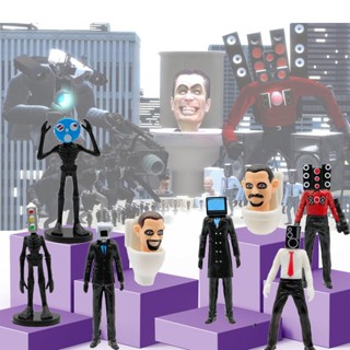 โมเดลฟิกเกอร์ อนิเมะ Skibidi Toilet Action Figure Speakerman TV Man Monitor Man ของเล่นสําหรับเด็ก เก็บสะสม 9 ชิ้น