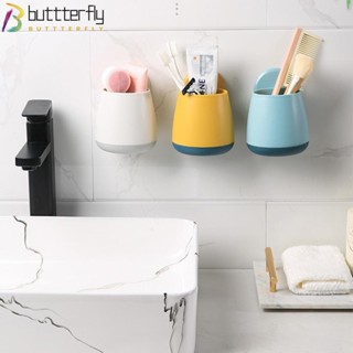 Buttterfly ที่วางแปรงสีฟัน แบบถ้วยดูดติดผนัง ไม่ต้องเจาะ ทําความสะอาดง่าย หลายสี สําหรับห้องน้ํา ห้องครัว 3 ชิ้น