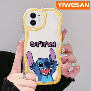 สําหรับ iPhone 11 11 Pro 11 Pro Max เคสแฟชั่น ลาย Stitch ดีไซน์ใหม่ เนื้อครีม ขอบคลื่น นิ่ม ใส กันกระแทก เคสโทรศัพท์