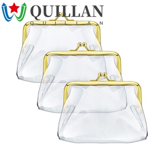 Quillan กระเป๋าใส่เหรียญ แบบใส แบบพกพา เข็มกลัดจูบ ขนาดเล็ก ล็อคบัตรเครดิต บัตรประจําตัวประชาชน บัตรรถบัส เหล็ก ปากหนีบ กระเป๋าสตางค์ ขนาดเล็ก