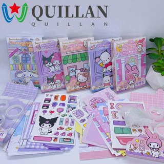 Quillan KT Cat Quiet Book, สติกเกอร์ตกแต่ง KT Cat, ของเล่นคลายเครียด Kuromi My Melody ของเล่นเพื่อการศึกษาการ์ตูน