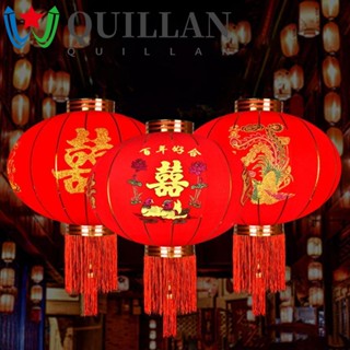 Quillan โคมไฟเทศกาล สีแดง เส้นผ่าศูนย์กลาง 38 ซม. สําหรับตกแต่งประตูบ้าน เทศกาลปีใหม่จีน