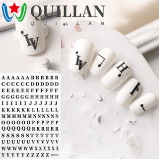 Quillan สติกเกอร์ ลายตัวอักษรภาษาอังกฤษ มีกาวในตัว สําหรับตกแต่งเล็บ DIY 1 4 ชิ้น