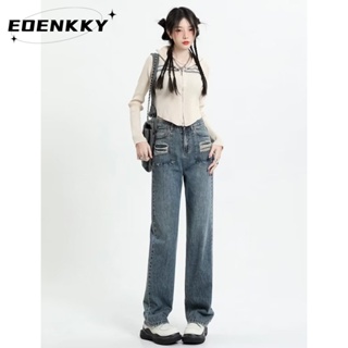 EOENKKY  กางเกงขายาว กางเกงยีสน์ผู้หญิง ทรงหลวม ๆ ตรง Retro Hip Hop Pants 2023 NEW Style  สวย ทันสมัย สไตล์เกาหลี Chic A97L865 36Z230909