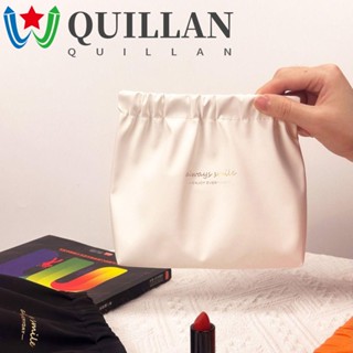 Quillan กระเป๋าเครื่องสําอาง หนัง PU ใบไม้ ขนาดใหญ่ แบบพกพา ปิดในตัว