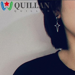 Quillan ข้ามคลิปต่างหูพังก์ฮิปฮอปสแตนเลสสามเหลี่ยมชายปลอมเจาะต่างหูไม่เจาะ