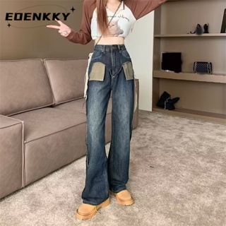 EOENKKY  กางเกงขายาว กางเกงยีสน์ผู้หญิง ทรงหลวม ๆ ตรง Retro Hip Hop Pants 2023 NEW Style  Korean Style High quality คุณภาพสูง Stylish A97L873 36Z230909