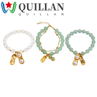 Quillan สร้อยข้อมือ ลูกปัด น่ารัก เครื่องประดับ ของขวัญ สไตล์จีน เครื่องประดับมุก ทองมรกต กําไลข้อมือ สร้อยข้อมือโบราณ โซ่คู่ โซ่มือหญิง