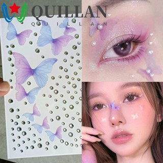 Quillan สติกเกอร์คริสตัล ลายผีเสื้อ 3D มีกาวในตัว ใช้แล้วทิ้ง สําหรับตกแต่งเล็บ DIY