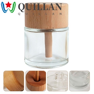 Quillan ขวดแก้วเปล่า ใส่น้ํามันหอมระเหย 50 มล. พร้อมฝาปิดไม้ แบบพกพา DIY สําหรับรถยนต์ ออฟฟิศ