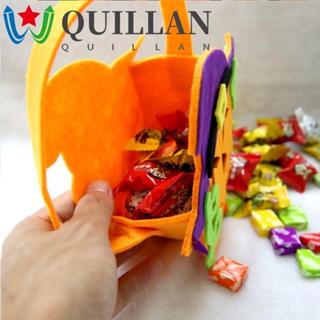 Quillan ถุงขนม ลายฟักทองฮาโลวีน พร้อมหูหิ้ว แบบพกพา สําหรับตกแต่งปาร์ตี้ฮาโลวีน