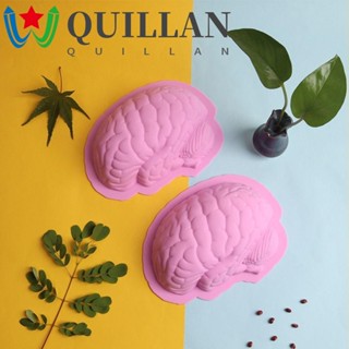 Quillan แม่พิมพ์ซิลิโคน รูปสมองมนุษย์ 3D สีชมพู สําหรับทําเบเกอรี่