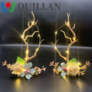 Quillan กิ๊บติดผม ลายกวาง คริสต์มาส น่ารัก พร้อมไฟ Led สําหรับผู้หญิง