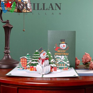 Quillan การ์ดอวยพรป๊อปอัพ 3D สําหรับตกแต่งปาร์ตี้คริสต์มาส ปีใหม่