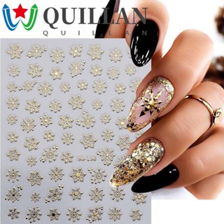 Quillan สติกเกอร์ตกแต่งเล็บ ลายต้นคริสต์มาส สีทอง สีเงิน DIY