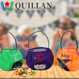 Quillan กระเป๋าทรงโท้ท ลายฟักทอง แบบพกพา สําหรับใส่ขนมหวาน เครื่องประดับ