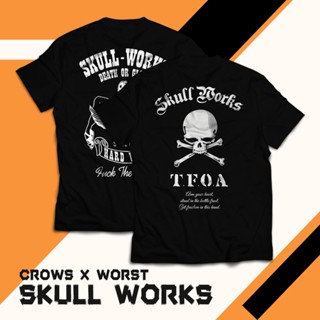 【เสื้อยืดคุณภาพสูง】💥 Tfoa Cotton Combed 24s Skull Works Crows X Worst T-Shirt แบบ Unisex