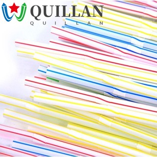 Quillan หลอดพลาสติก ยืดหยุ่น หลากสี สําหรับดื่มไวน์ ถั่วเหลือง DIY 100 ชิ้น