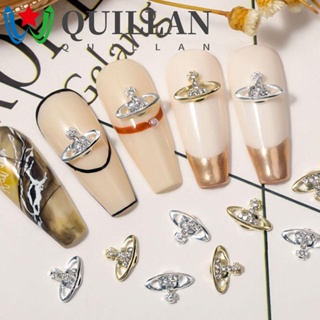 Quillan อุปกรณ์ตกแต่งเล็บ กลิตเตอร์ ดาวเสาร์ อัลลอย สีทอง สไตล์เรโทร สําหรับตกแต่งเล็บ DIY