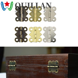 Quillan บานพับกล่องเครื่องประดับ รูปผีเสื้อ พร้อมสกรู สไตล์วินเทจ สีทองบรอนซ์ สําหรับตกแต่งเฟอร์นิเจอร์ 10 ชิ้น