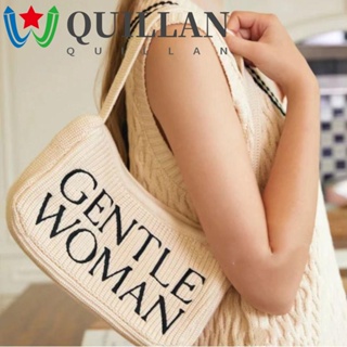 Quillan Gentlewoman กระเป๋าสะพายไหล่ กระเป๋าเมสเซนเจอร์ ผ้าถัก พิมพ์ลาย แบบพกพา สําหรับนักเรียนหญิง