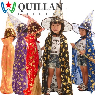 Quillan ชุดเสื้อคลุมฮาโลวีน หมวกค้างคาว ฟักทอง สุดน่ากลัว อินเทรนด์ สําหรับเด็กผู้ชาย เด็กผู้หญิง หมวกแม่มด เสื้อผ้าประสิทธิภาพ