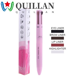 Quillan 4 in1 ปากกาแต่งหน้าความงาม แบบพกพา วาดตา ผู้หญิง กันน้ํา ติดทนนาน สีง่าย เครื่องมือเครื่องสําอาง อายไลเนอร์ ปากกาเขียนขอบปาก ปากกา