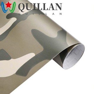 Quillan สติกเกอร์ฟิล์มไวนิล PVC ลายพราง สีเขียว สําหรับติดตกแต่งรถยนต์