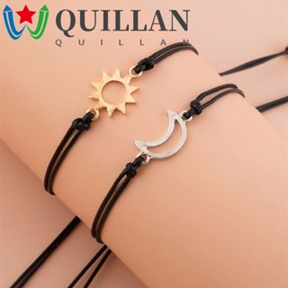 Quillan สร้อยข้อมือคู่รัก โบฮีเมียน นําโชค จี้อัลลอย ดวงอาทิตย์ สร้อยข้อมือทอมือ