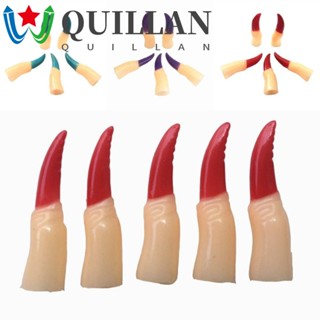 Quillan 5 ชิ้น / เซต ฮาโลวีน ที่คลุมนิ้ว สีสัน น่ากลัว ซอมบี้แม่มดปลอม นิ้ว อุปกรณ์คอสเพลย์ นิ้วปลอม สีดํา / สีแดง ของเล่นเทศกาล