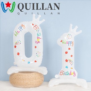 Quillan ลูกโป่ง สีขาว ขนาดใหญ่ 0-9 สําหรับตกแต่งบ้าน ปาร์ตี้วันเกิดเด็ก