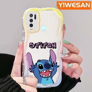 เคสโทรศัพท์มือถือแบบนิ่ม ใส กันกระแทก ลายสติทช์ สีครีม แฟชั่น สําหรับ VIVO Y30 Y30i Y50