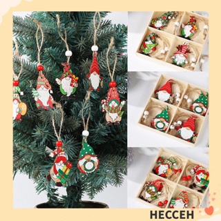 Hecceh จี้ไม้ รูปโนม ของขวัญคริสต์มาส สําหรับประดับตกแต่ง เทศกาลปีใหม่ DIY 12 ชิ้น ต่อกล่อง