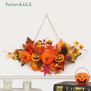 Twinkle1 จี้ใบเมเปิ้ล ฟักทองประดิษฐ์ ทนทาน ใช้ซ้ําได้ สําหรับตกแต่งประตู เทศกาลฮาโลวีน