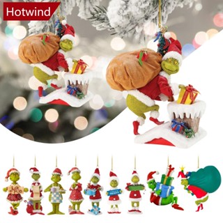 Hotwind จี้อะคริลิค รูปมอนสเตอร์ขนฟู สีเขียว สําหรับแขวนตกแต่งต้นคริสต์มาส ปีใหม่ 1 ชิ้น I5J6