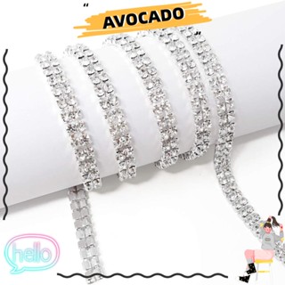 Avocarr สายโซ่คริสตัล พลอยเทียม 3 มม. สีเงิน 2 แถว 10 หลา สําหรับเจ้าสาว งานแต่งงาน