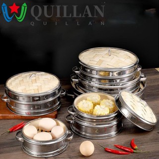 Quillan ตะแกรงนึ่งอาหาร สเตนเลส ไม้ไผ่ อเนกประสงค์ สําหรับนึ่งเกี๊ยว สลัว