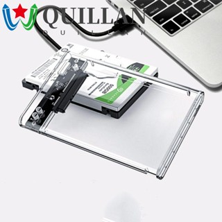 Quillan เคส HDD แบบใส 2.5 นิ้ว สีเทา Type-C 3.1 ไม่ต้องใช้สกรู USB 3.0 ป้องกันฮาร์ดไดรฟ์