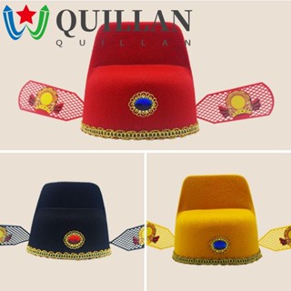 Quillan หมายเลขหนึ่ง หมวกวิชาการ สําหรับผู้ชาย เด็ก เจ้าบ่าว หมวกวัฒนธรรมจีน หมวกโอเปร่า คอสเพลย์ เครื่องแต่งกายโบราณ หมวกผ้ากอซ สีดํา